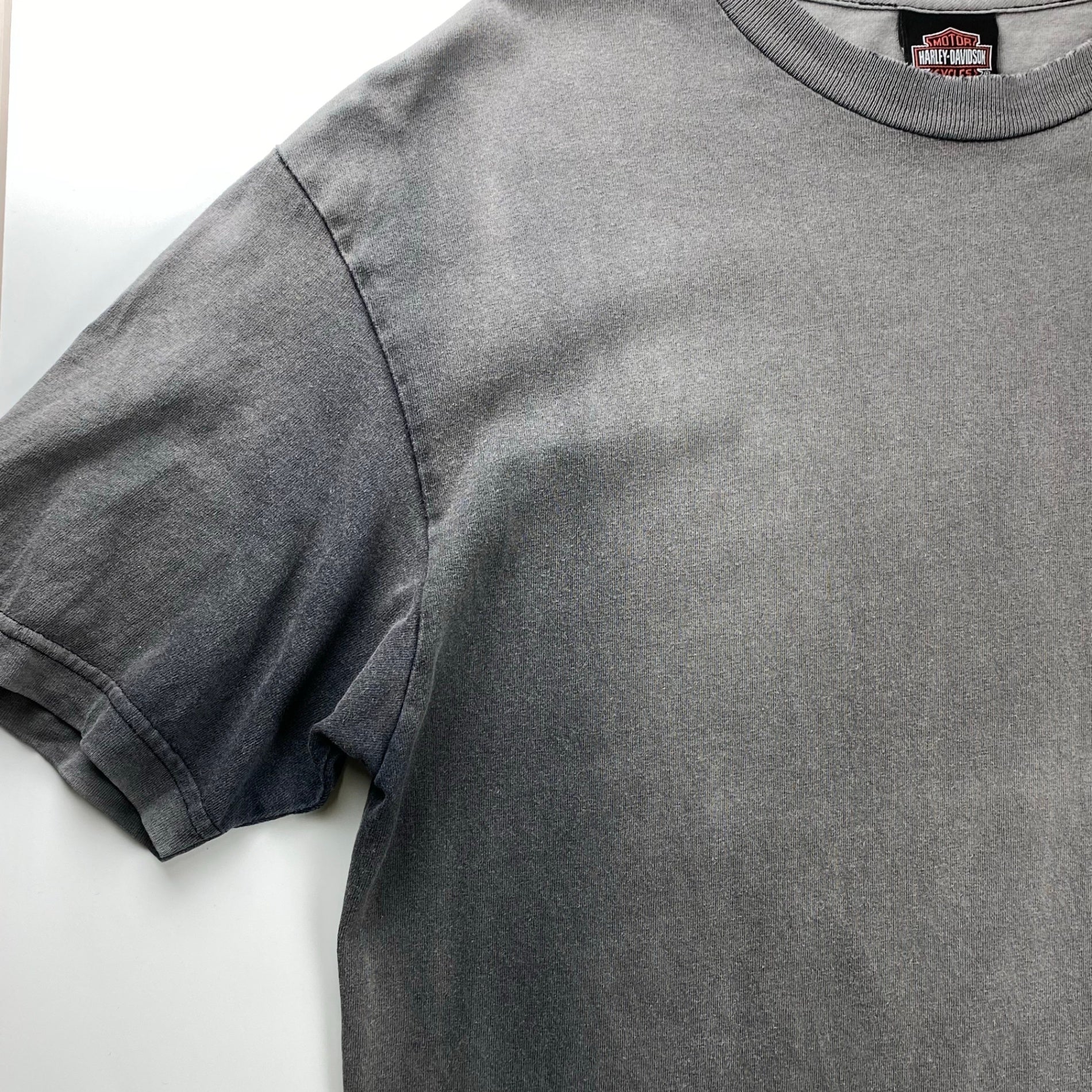 8-90s OLD HARLEY DAVIDSON ハーレーダビッドソン / フェード 両面プリント ヴィンテージ Tシャツ 鬼フェード 襤褸 SIZE：L