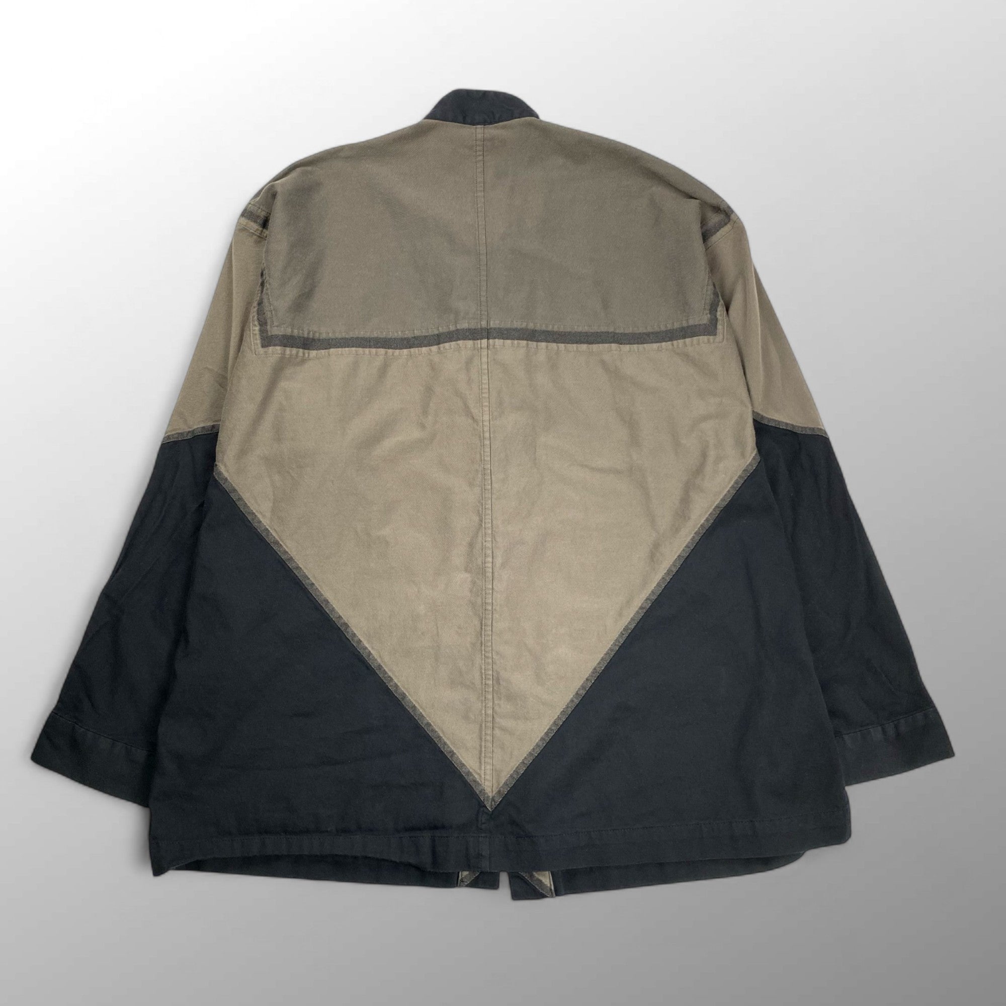 A-POC ABLE ISSEY MIYAKE エイポック エイブル イッセイミヤケ / ジオメトリックシャツ カラーレス 幾何学 グレー×ブラック SIZE:3