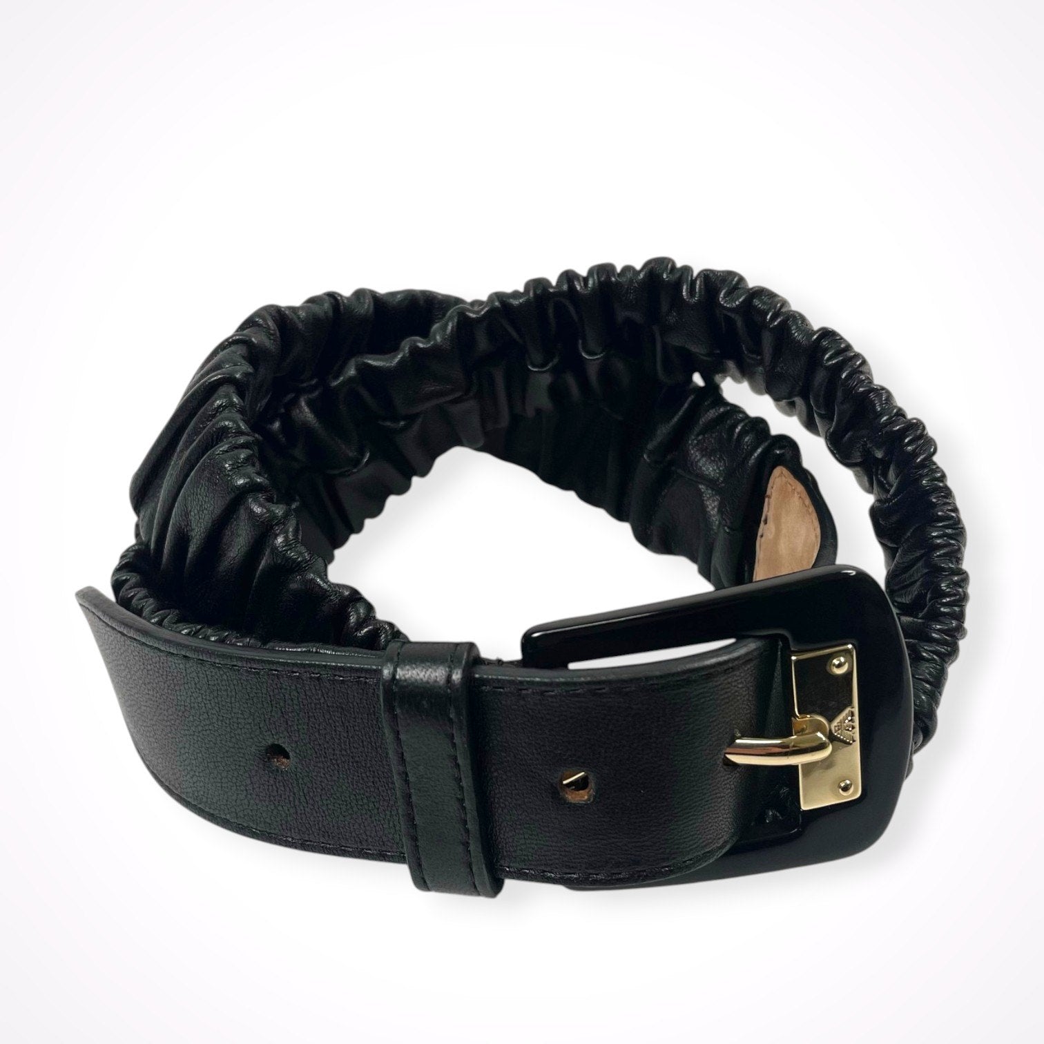EMPORIO ARMANI / ギャザーレザーベルト 参考定価：35,000程度