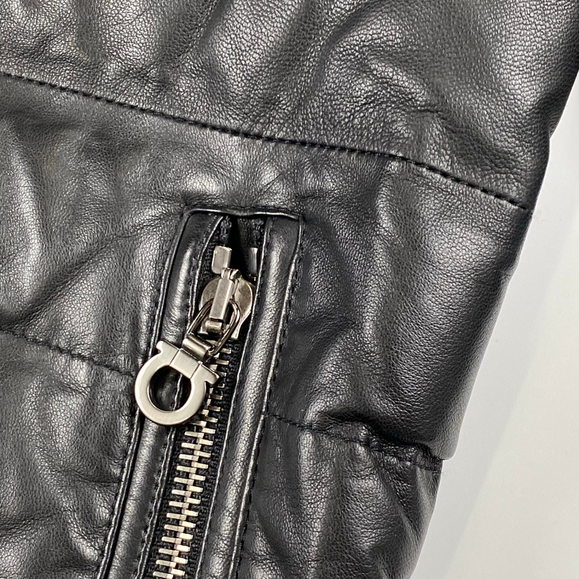 Salvatore Ferragamo サルバトーレ フェラガモ / レザー×ニット ジャケット ガンチーニ SIZE：M