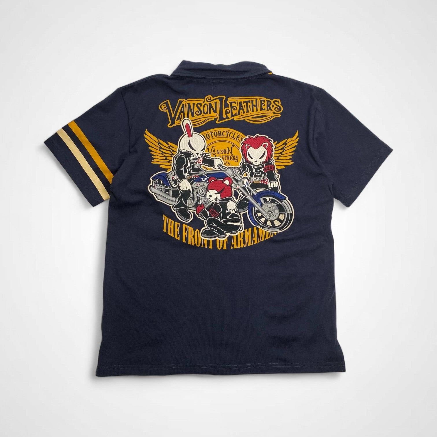 vanson × 「クローズ」 武装戦線 バンソン / 「別動隊」 刺繍 デスラビット ポロシャツ 未使用 SIZE:L