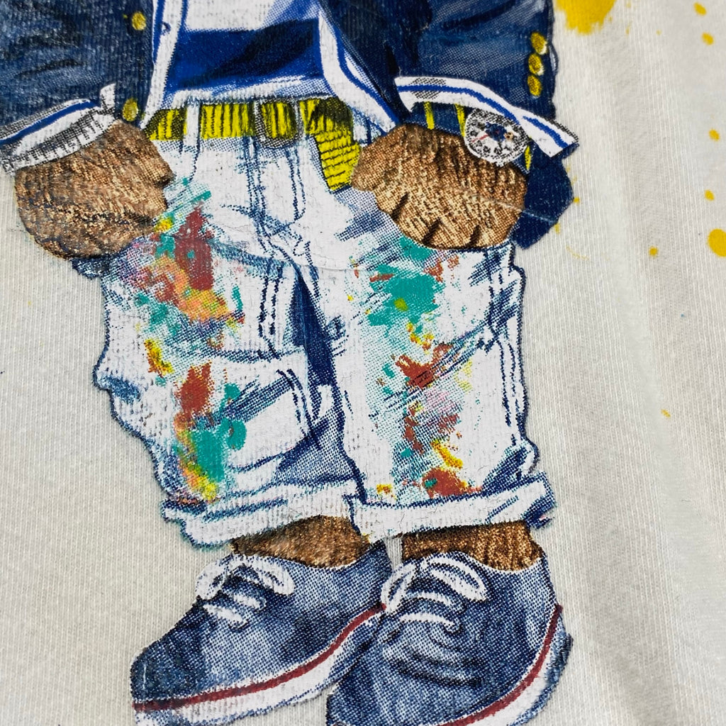 POLO RALPH LAUREN ポロ ラルフローレン / ポロベア ペンキ加工  Tシャツ 筆記体ロゴ レアデザイン SIZE:S