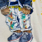 POLO RALPH LAUREN ポロ ラルフローレン / ポロベア ペンキ加工  Tシャツ 筆記体ロゴ レアデザイン SIZE:S