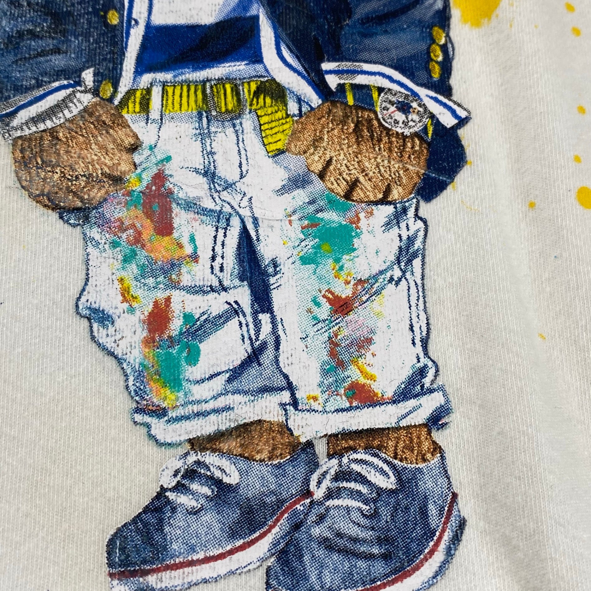 POLO RALPH LAUREN ポロ ラルフローレン / ポロベア ペンキ加工  Tシャツ 筆記体ロゴ レアデザイン SIZE:S