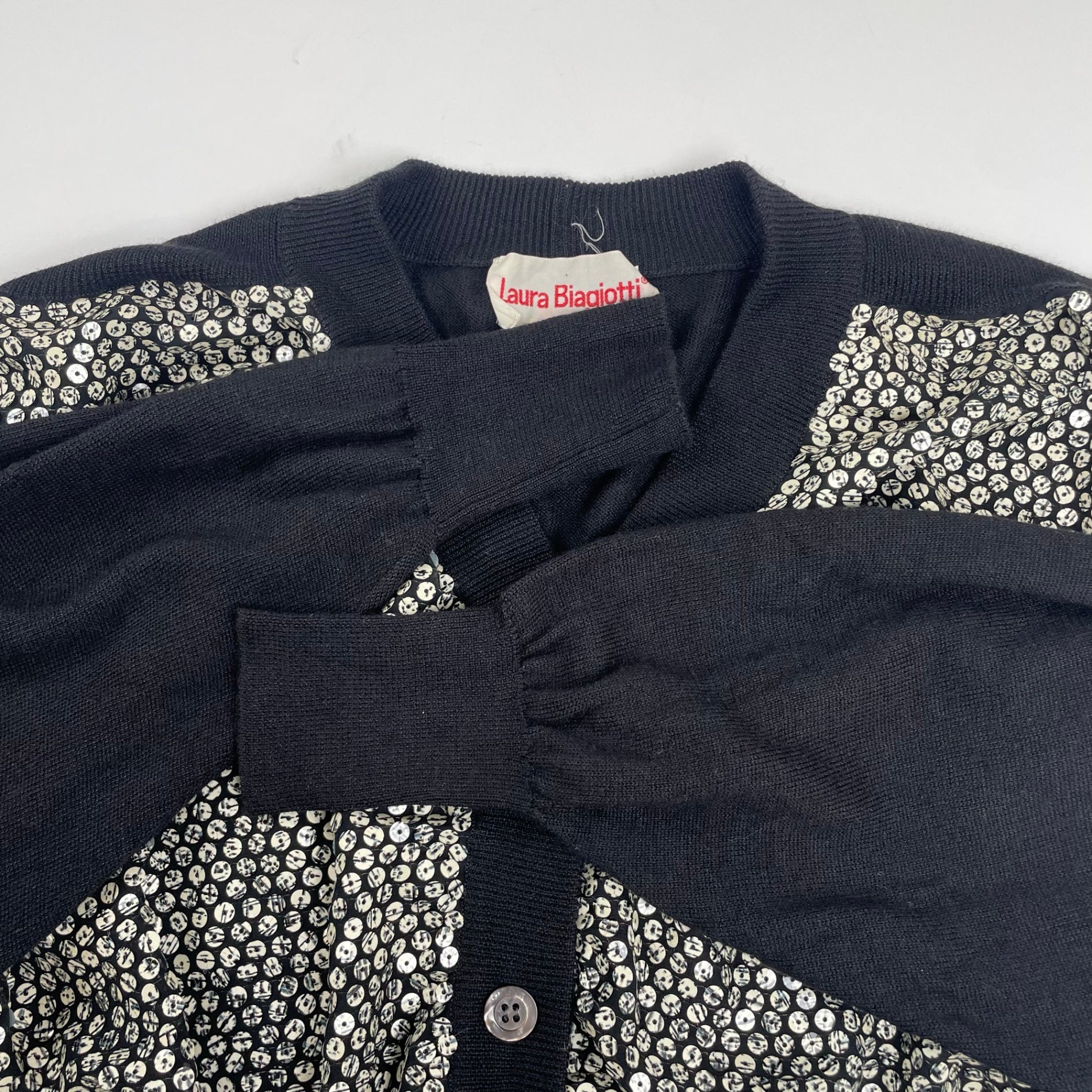 EURO VINTAGE ユーロヴィンテージ / シルクカシミヤMIX スパンコールカーデ イタリア製 SIZE：40