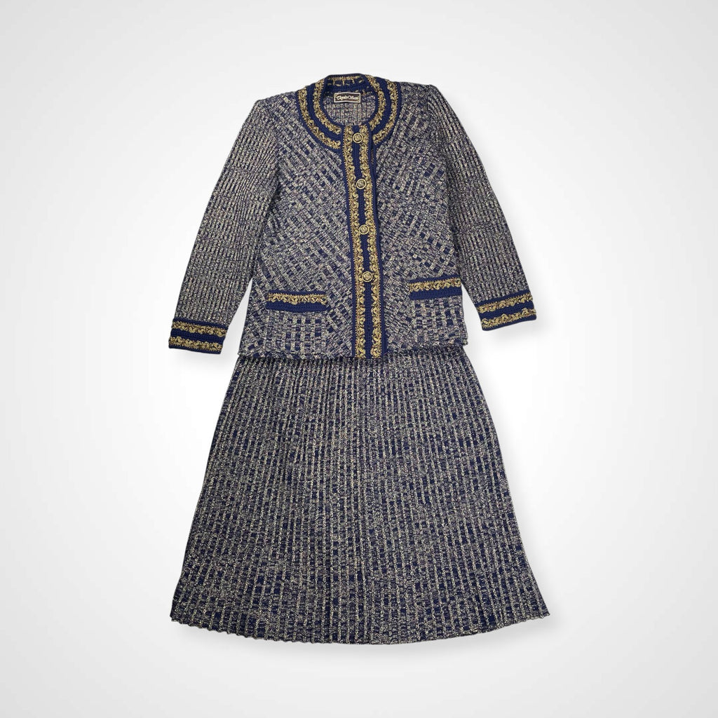 齋藤都世子 toyoko saito / エンブロイダリーニットセットアップ 参考定価：150,000程度 SIZE:M-L程度