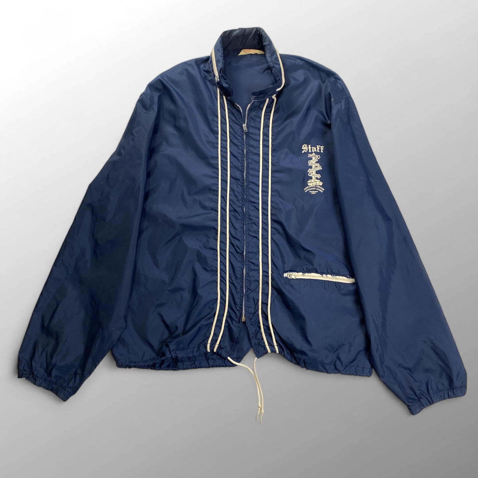 60年代 Champion チャンピオン / ヴィンテージナイロンジャケット ランタグ C中 片ツメ ネイビー SIZE:L