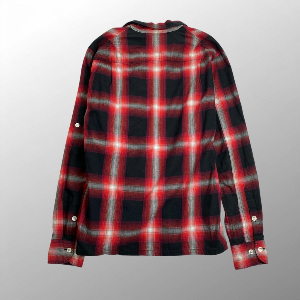 UNUSED アンユーズド / オープンカラーシャドウチェックシャツ ヘリンボーン レッド ブラック 参考定価：19,000+tax SIZE:1
