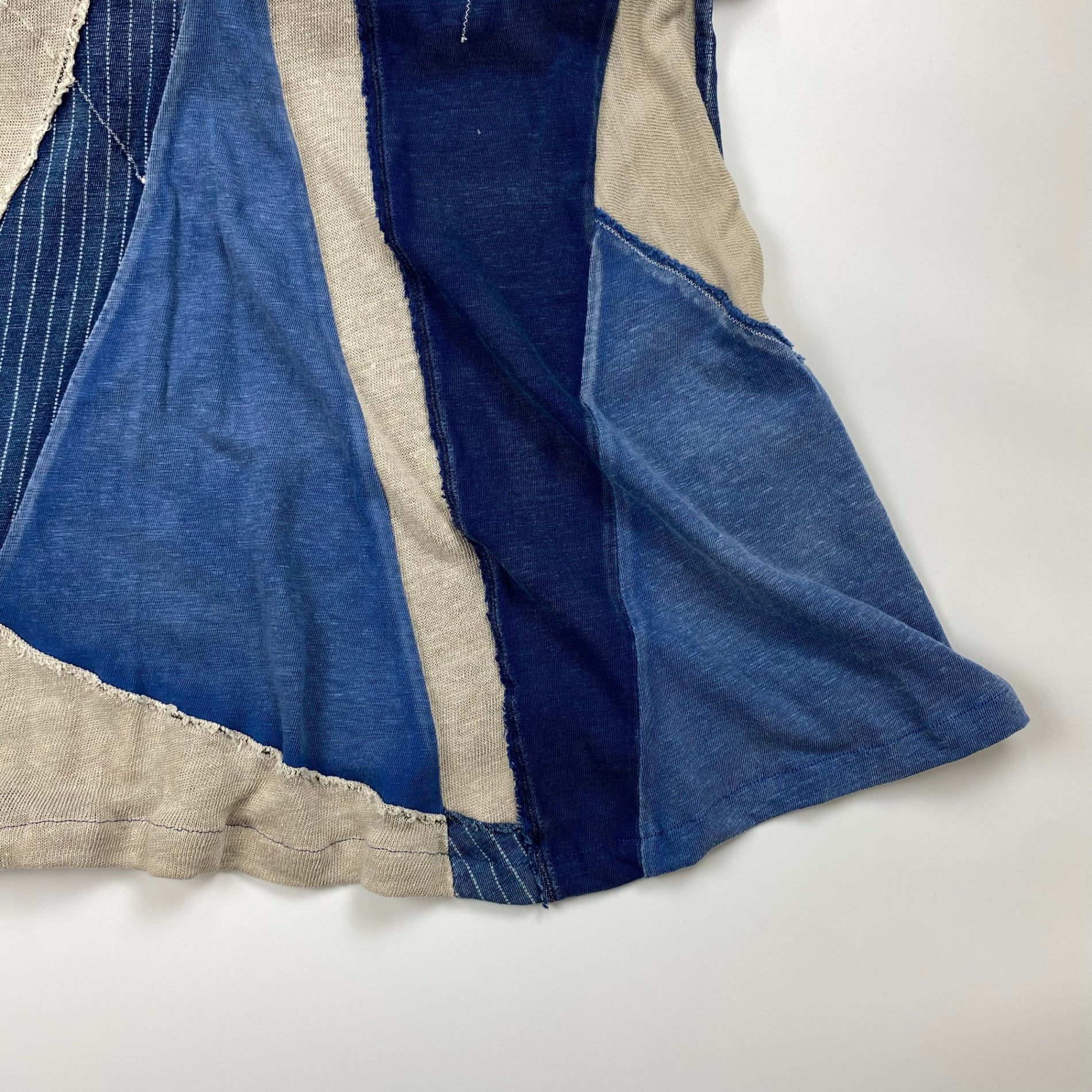 KAPITAL キャピタル / パッチワーク インディゴ タイト ロングスカート コットン リネン SIZE:XS