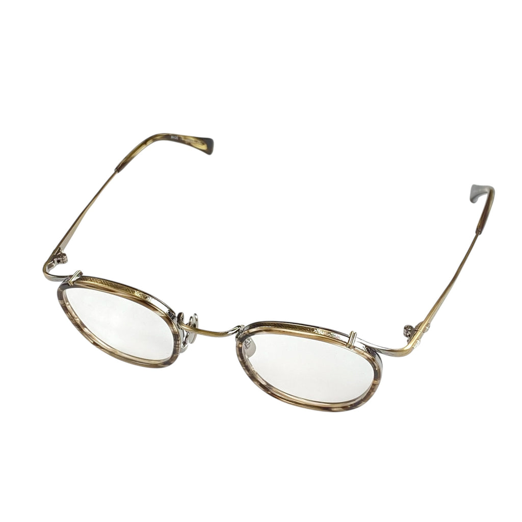 【極美品】 金子眼鏡 premium / KMP-22 シルバーコンビ 伊達メガネ 度なしクリアレンズ