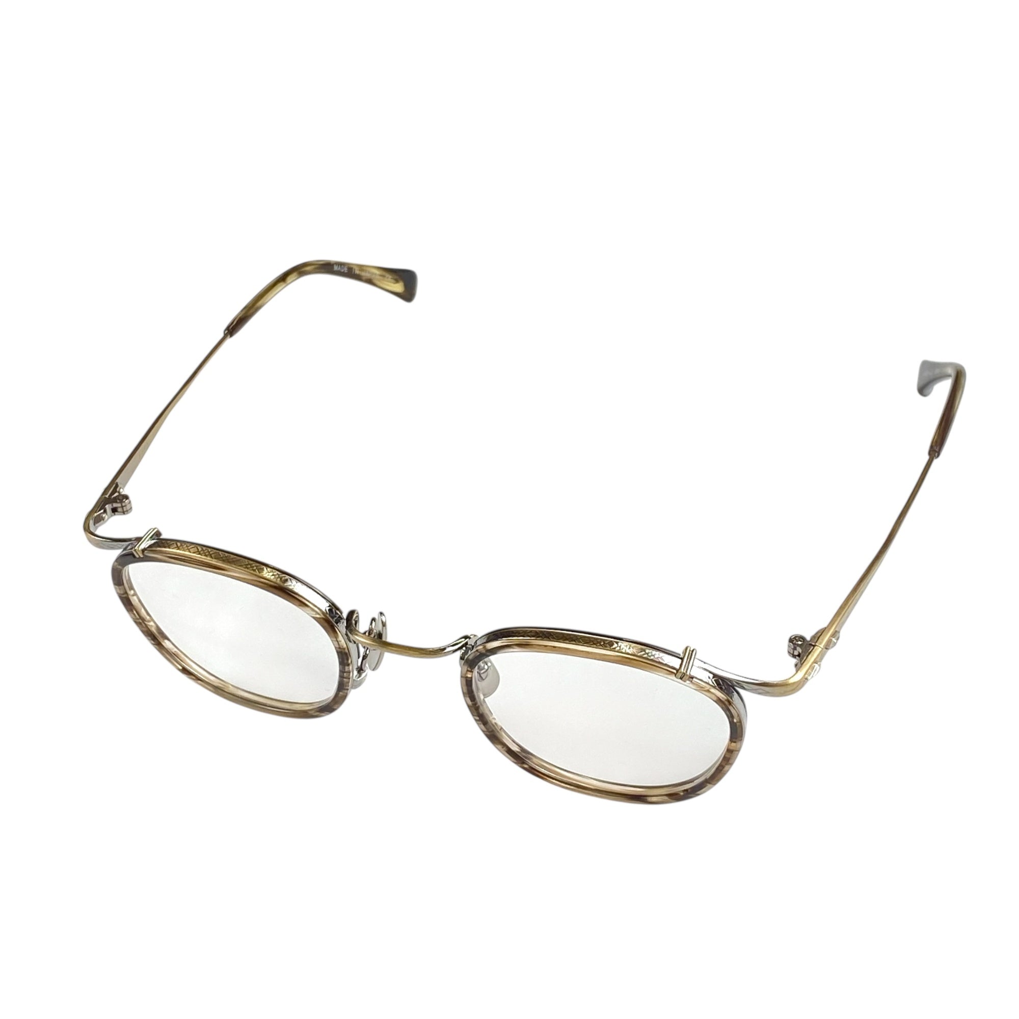 【極美品】 金子眼鏡 premium / KMP-22 シルバーコンビ 伊達メガネ 度なしクリアレンズ