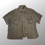 50s初期 VINTAGE Woolrich ヴィンテージ ウールリッチ / 襤褸 ボロ 半袖 ネルシャツ ブラック SIZE:L程度