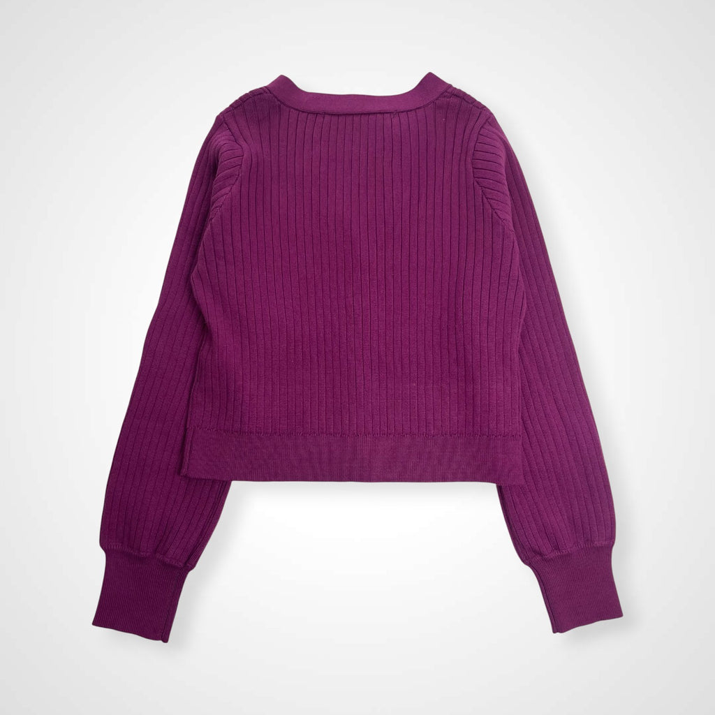 an another angelus アンアナザーアンジェラス / 短丈 ニットカーディガン パープル 未使用品 参考定価：7,200+tax SIZE:FREE