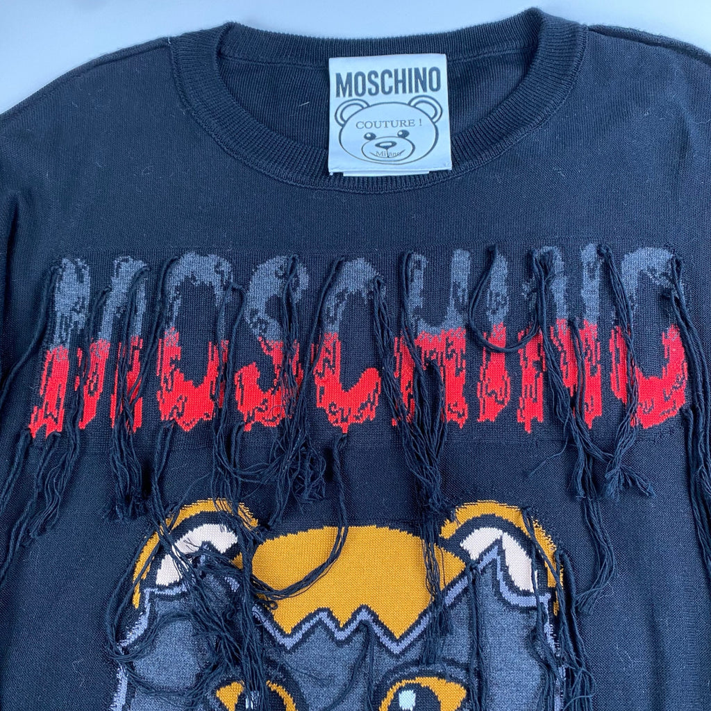 MOSCHINO COUTURE モスキーノ クチュール / ヴァンパイアベア フリンジニット イタリア製 ユニセックス SIZE：46（M程度）