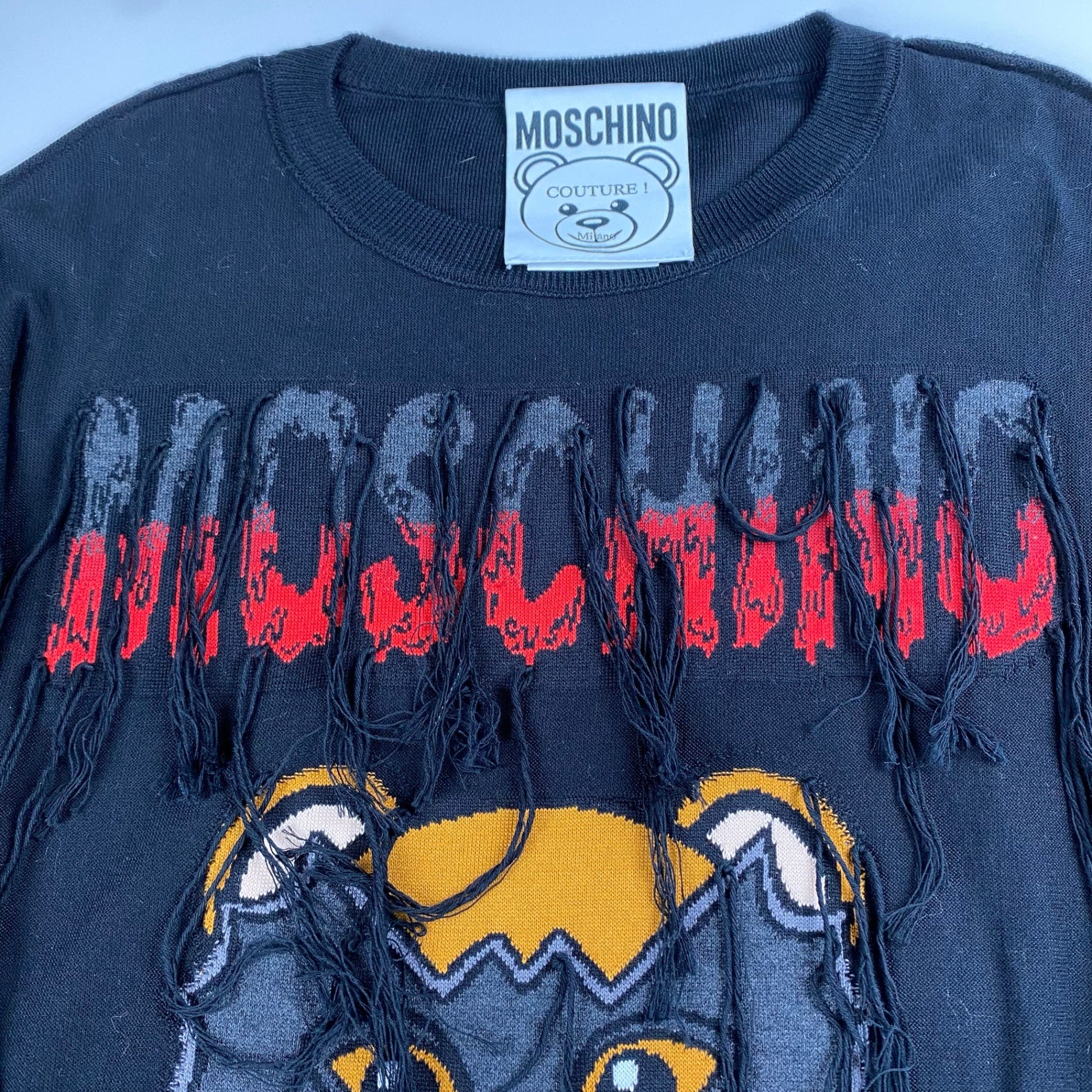MOSCHINO COUTURE モスキーノ クチュール / ヴァンパイアベア フリンジニット イタリア製 ユニセックス SIZE：46（M程度）