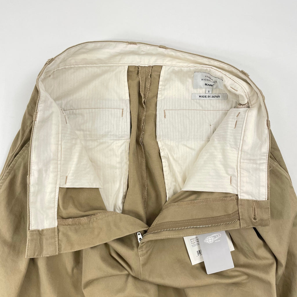 BEAMS PLUS × STUDIO NICHOLSON / ALVY DOUBLE PLEAT PANT タグ付 参考定価：43,000+tax SIZE:S