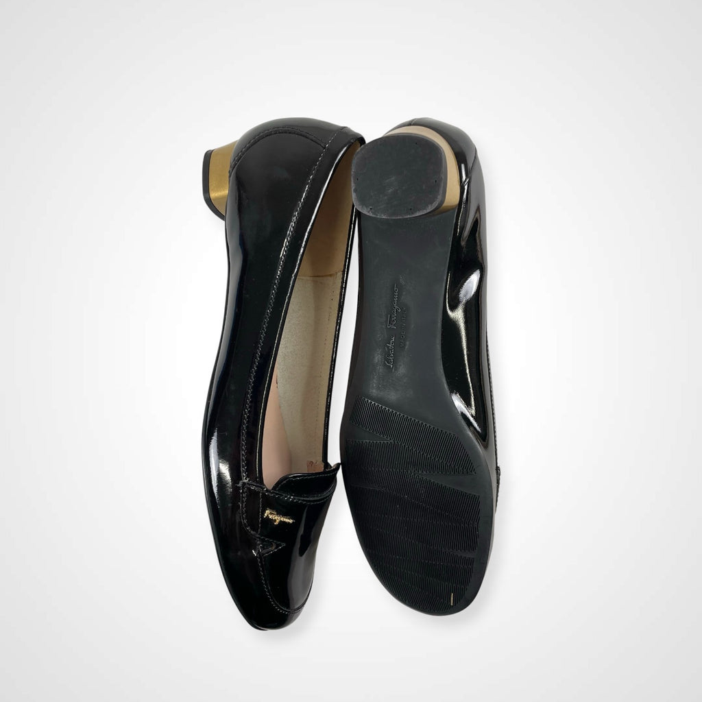 MY Ferragamo マイ フェラガモ / パテントロゴパンプス 美品 布袋付 参考定価：40,000程度 SIZE:6 1/2