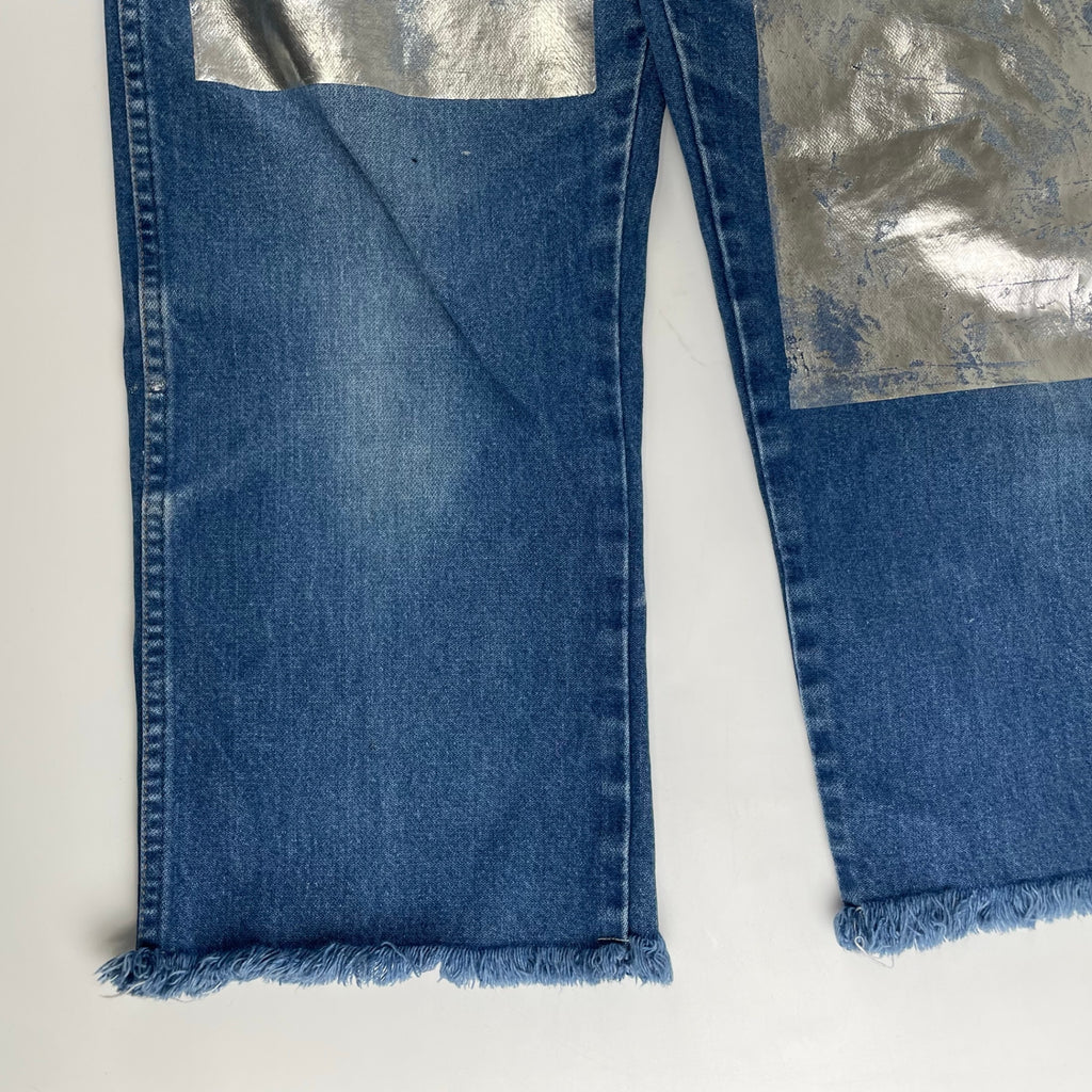 Wrangler GREEN DOOR ラングラー グリーンドア / リメイク箔押しデニムパンツ USA生地 SIZE:33×38(カットオフ)