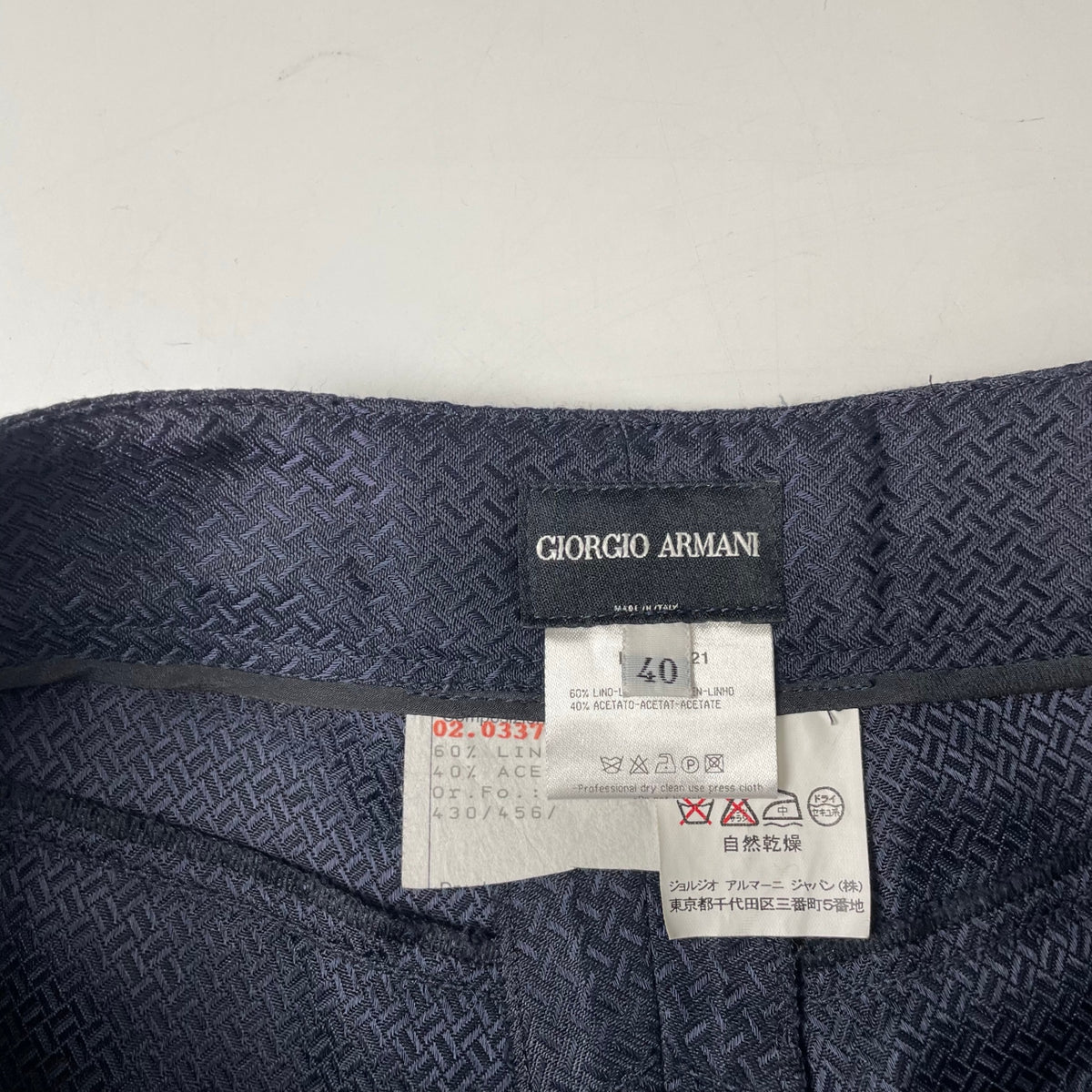 GIORGIO ARMANI / アーカイブリネンMIXスラックス BORGO21 参考定価：160,000程度 SIZE:40