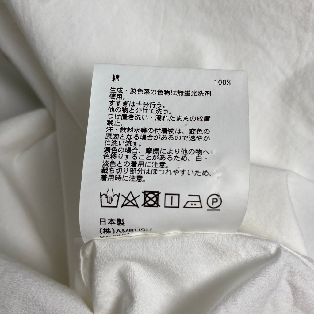 AMBUSH アンブッシュ / Back Logo Over Shirt ロゴ 半袖 シャツ ホワイト×ブラック SIZE：48(L程度)