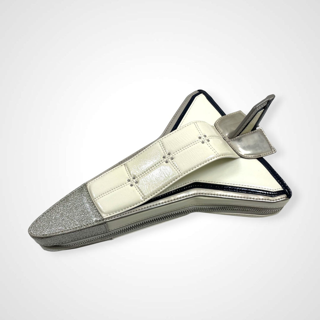 kate spade ケイトスペード / スペースシャトルクラッチバッグ ホワイト×シルバー