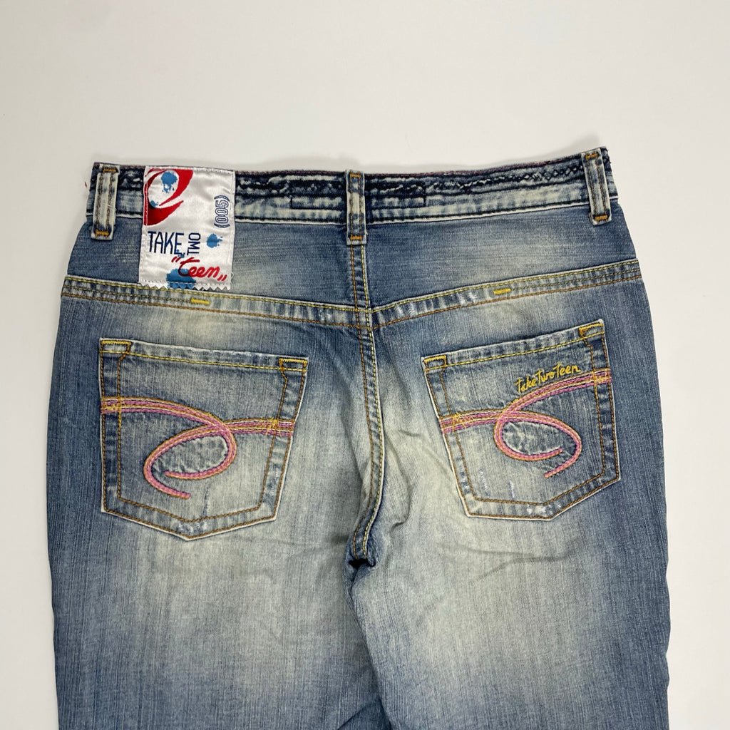VINTAGE ヴィンテージ / Y2Kヴィンテージ刺繍デニムパンツ ローライズ SIZE:14