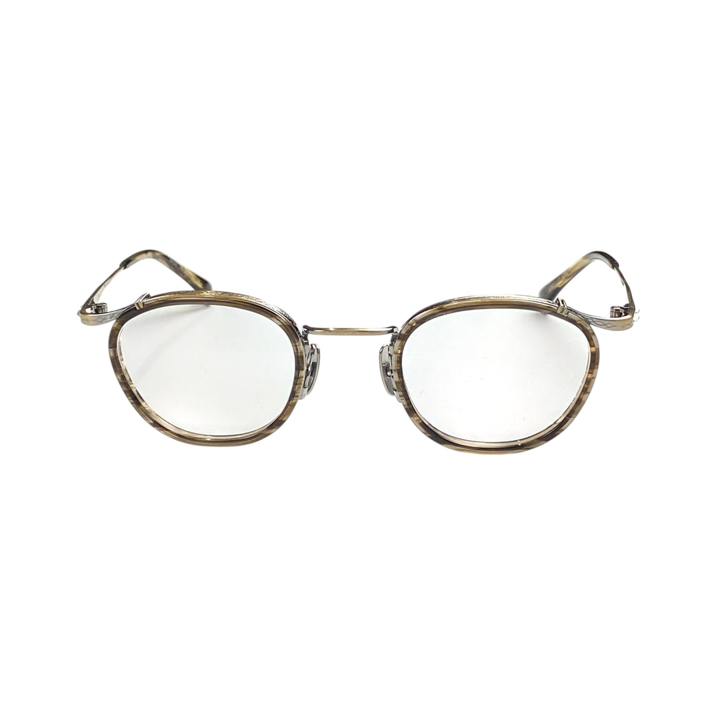 【極美品】 金子眼鏡 premium / KMP-22 シルバーコンビ 伊達メガネ 度なしクリアレンズ