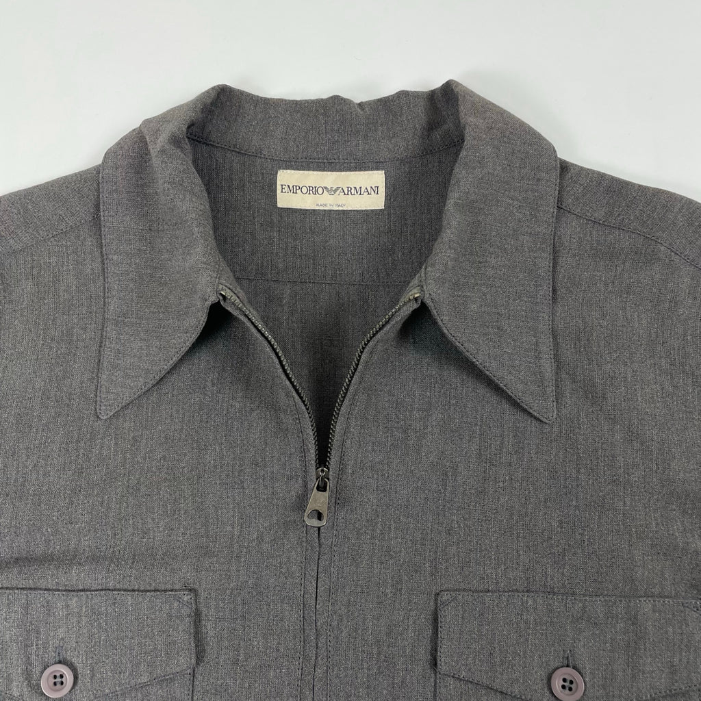EMPORIO ARMANI / 00's リネンMIXハーフジップシャツ SIZE:44