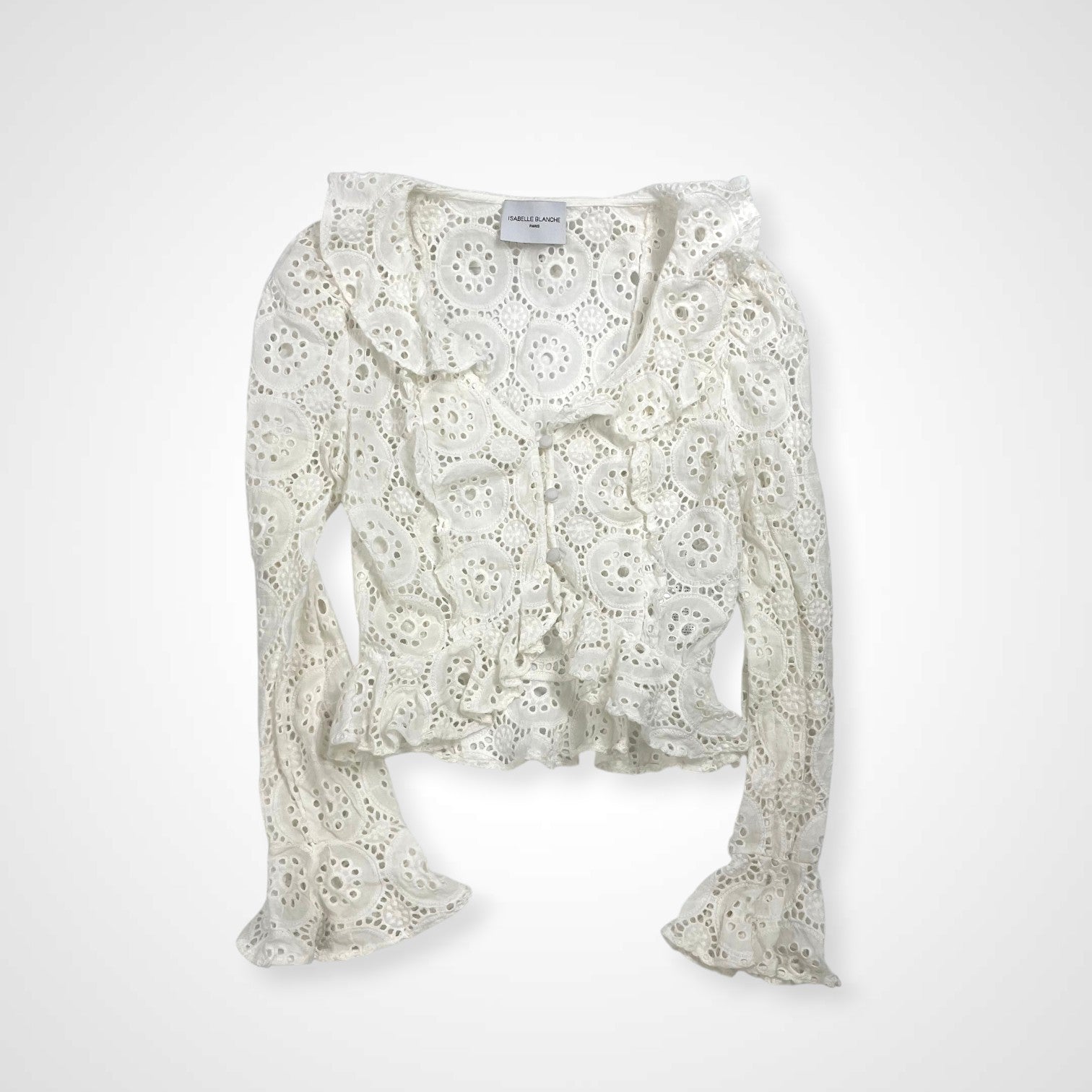 ISABELLE BLANCHE イザベルブランシュ / カットワークレースブラウス 参考定価：40,000程度 SIZE：XXS