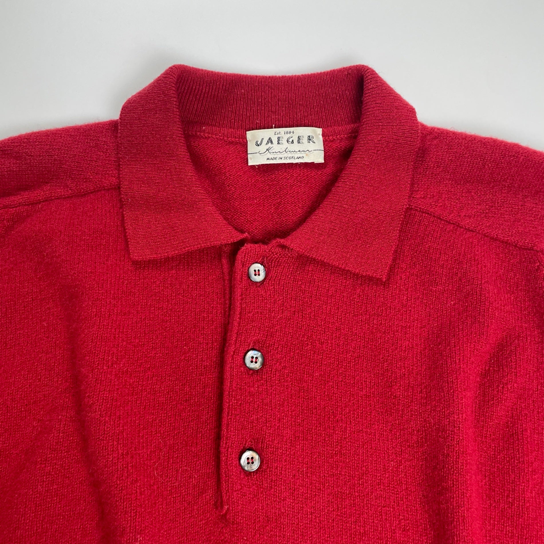 JAEGER イエガー VINTAGE ヴィンテージ / ラムウール ニットポロ MADE IN SCOTLAND SIZE：M-L程度