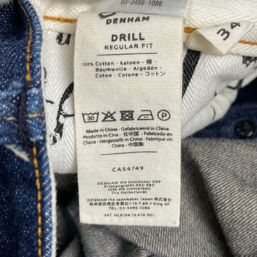 DENHAM デンハム / DRILL VJS regular fit denim pant デニムパンツ セルビッジ レザーパッチ ハサミスレキ 濃紺  SIZE:W34