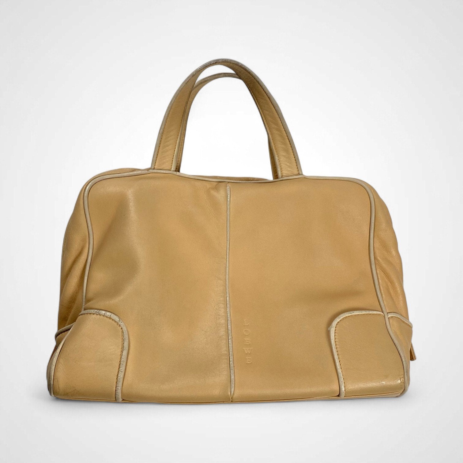 LOEWE ロエベ / ミニボストンハンドバッグ ラムレザー ベージュ