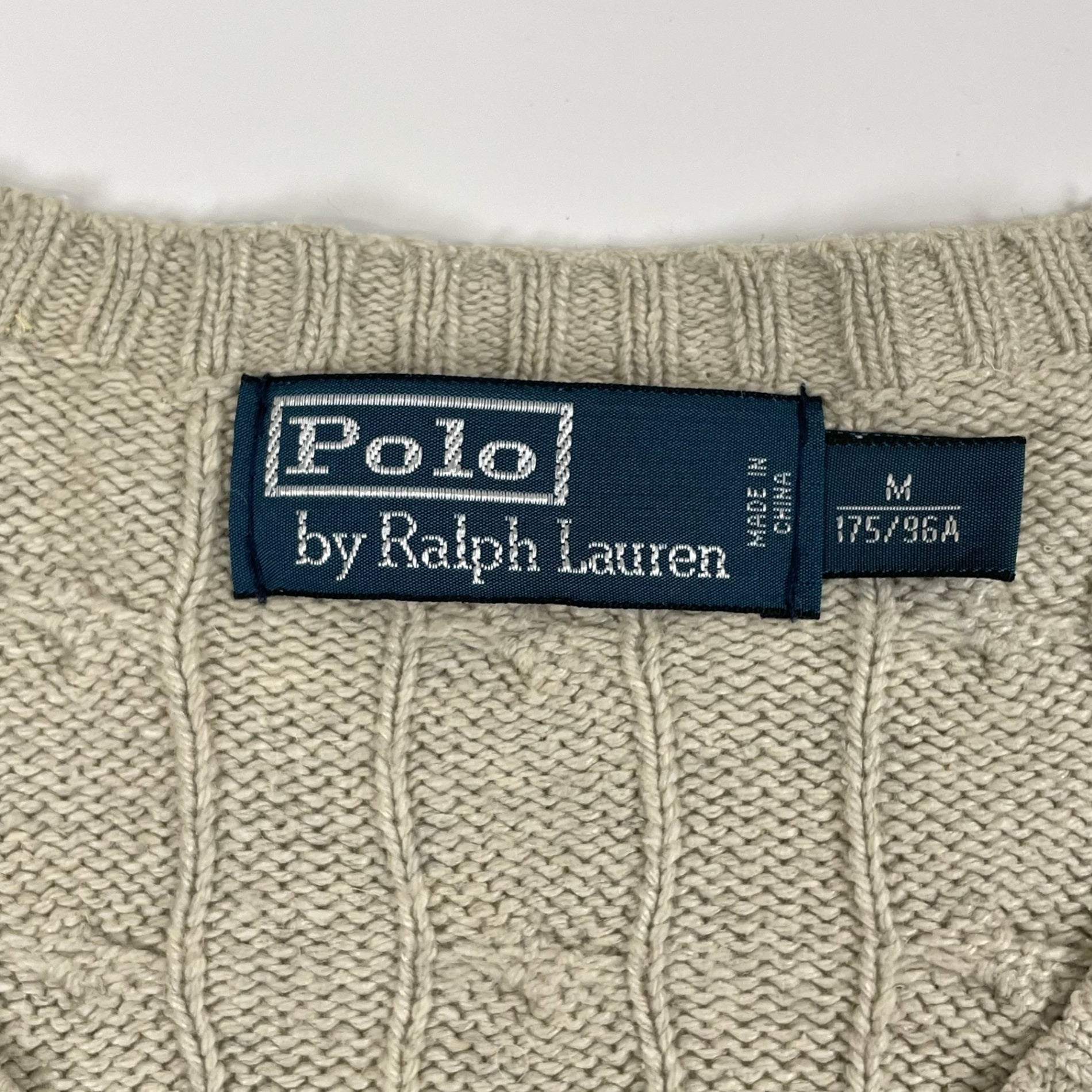 Polo by Ralph Lauren ポロバイ ラルフローレン / 90s ピュアシルク ケーブルVネックニット SIZE:M