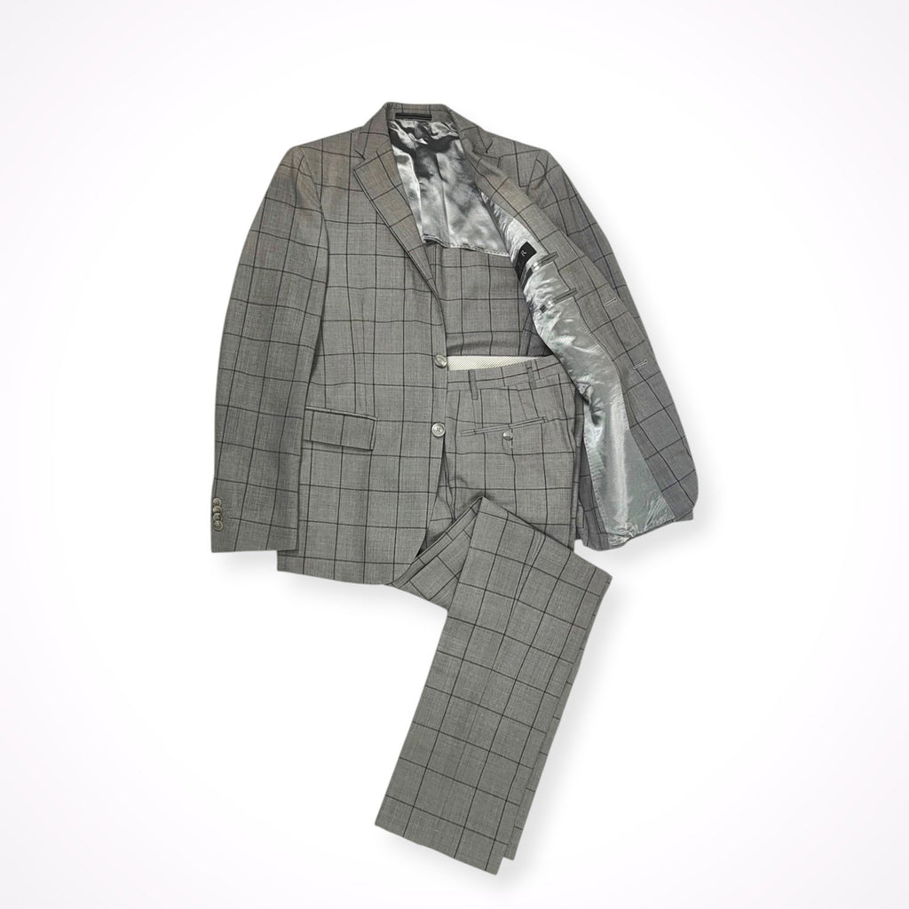 CC COLLECTION CORNELIANI / バージンウール チェック柄スーツ 参考定価：160,000程度 SIZE:46