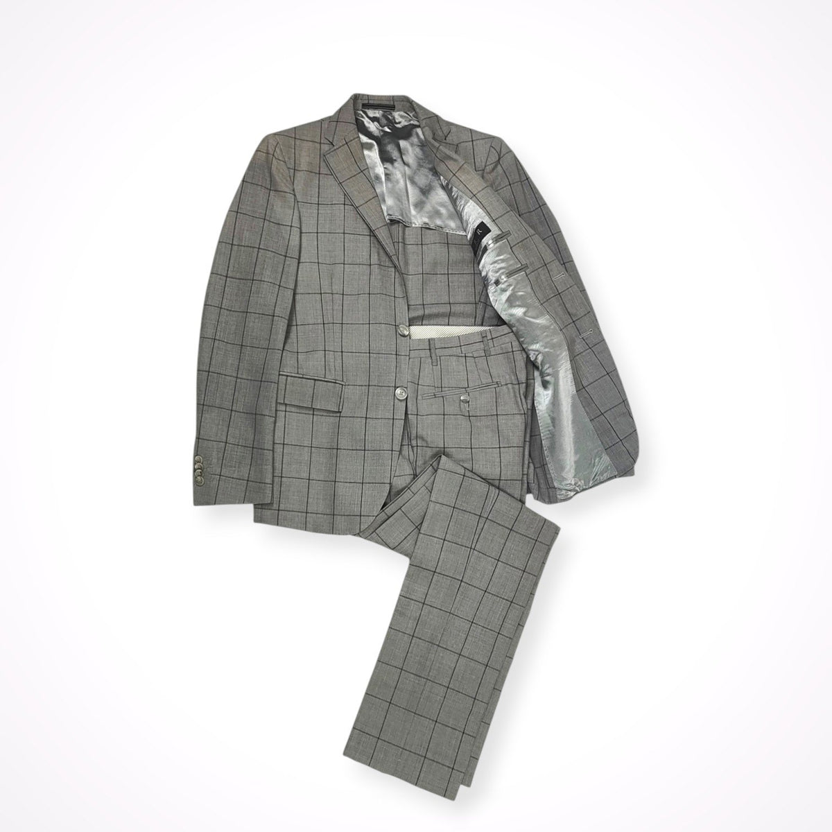 CC COLLECTION CORNELIANI / バージンウール チェック柄スーツ 参考定価：160,000程度 SIZE:46