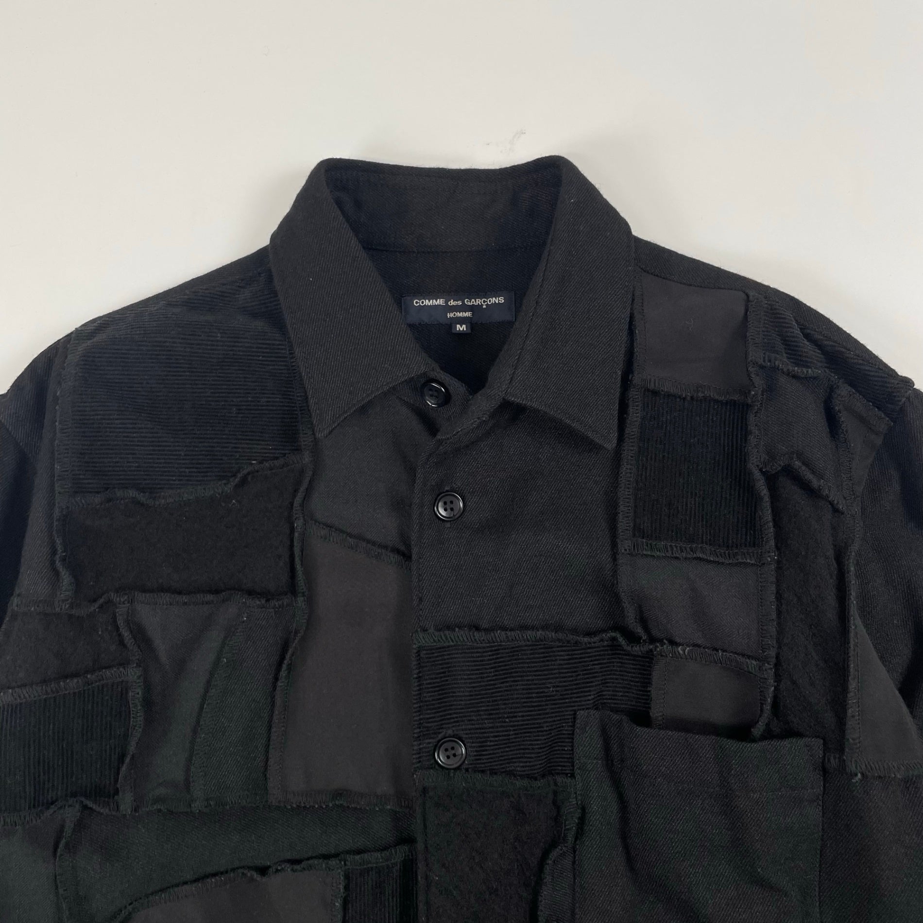COMME des GARCONS HOMME / 後染め加工 異素材パッチワークシャツジャケット 18AW SIZE:M