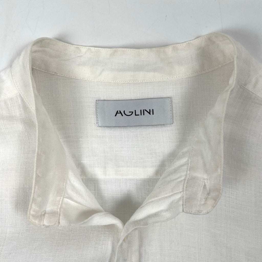 AGLINI / リネンシバンドカラーシャツ 参考定価：30,000程度 SIZE:40