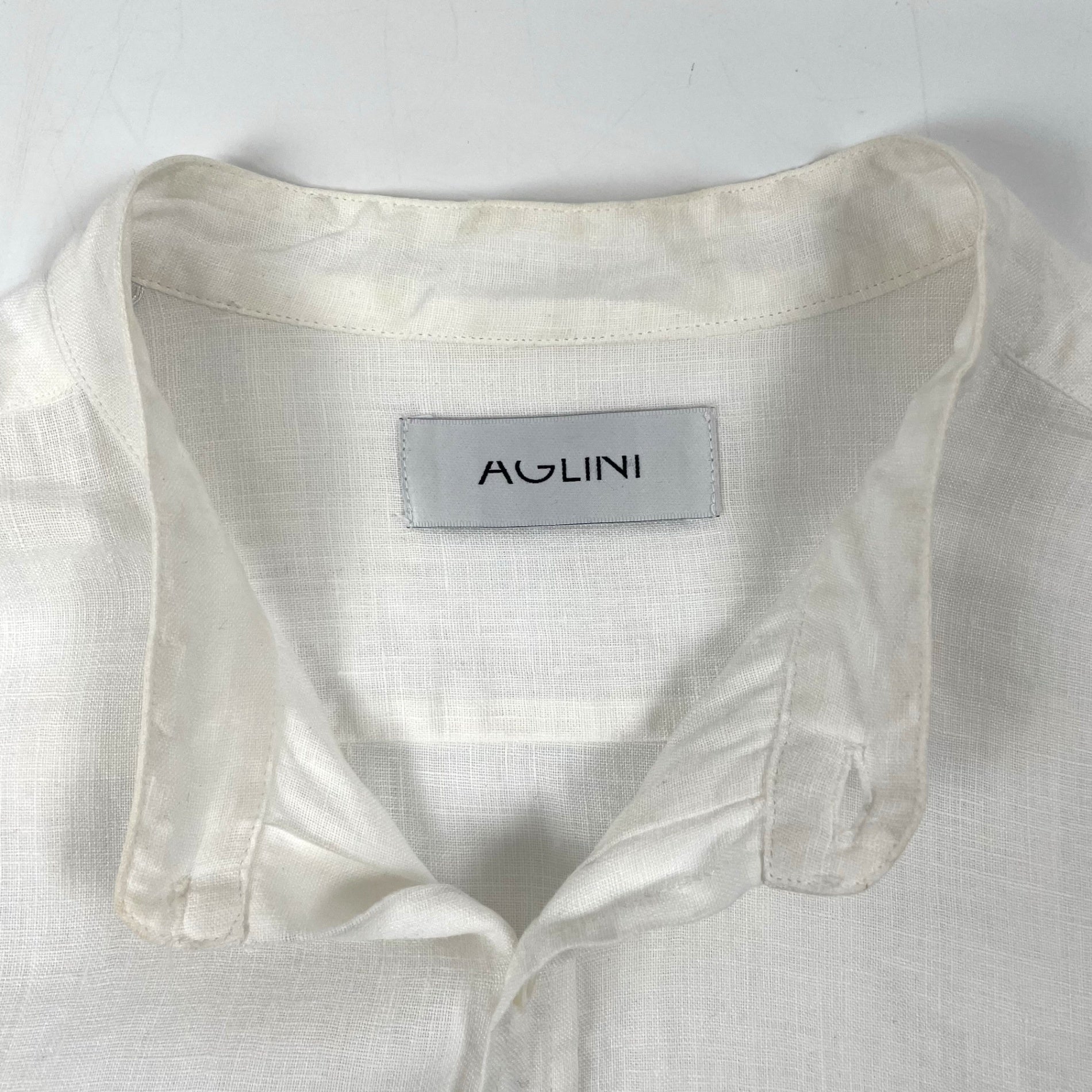 AGLINI / リネンシバンドカラーシャツ 参考定価：30,000程度 SIZE:40