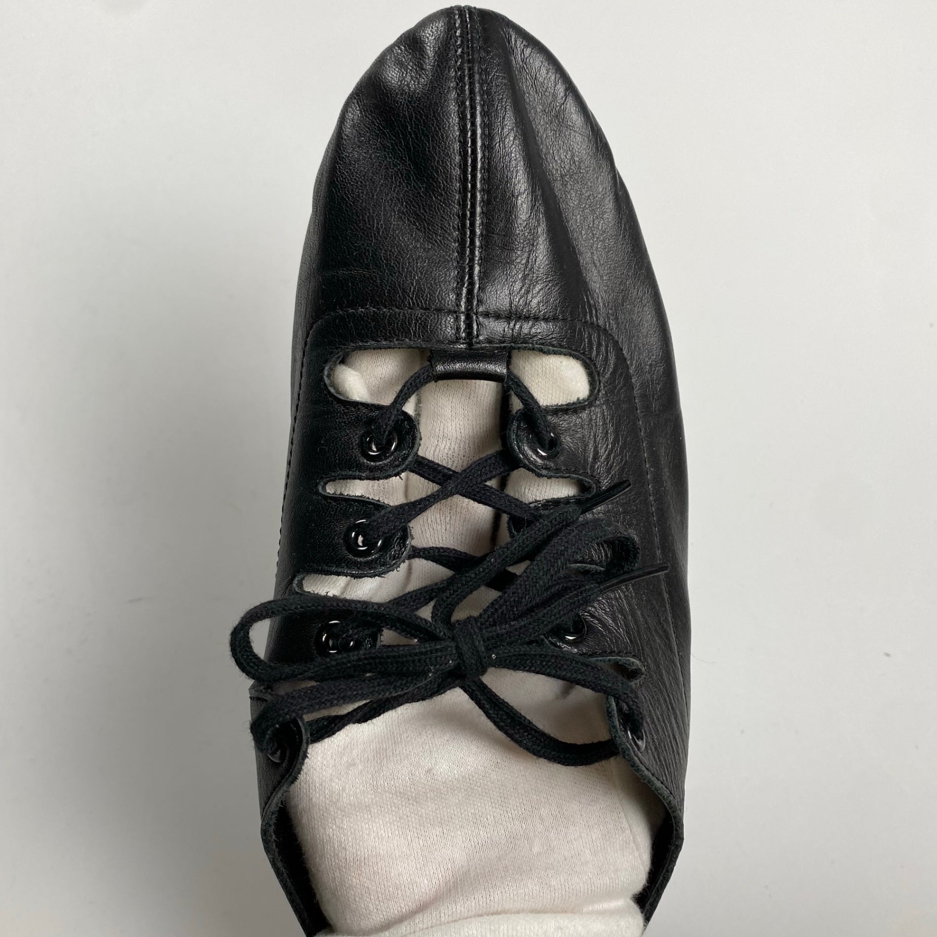 VINTAGE 8-90s yohji yamamoto ヨウジヤマモト / Gillies shoes ギリーシューズ レザー ブラック 丸文字 SIZE:M(23cm程度)