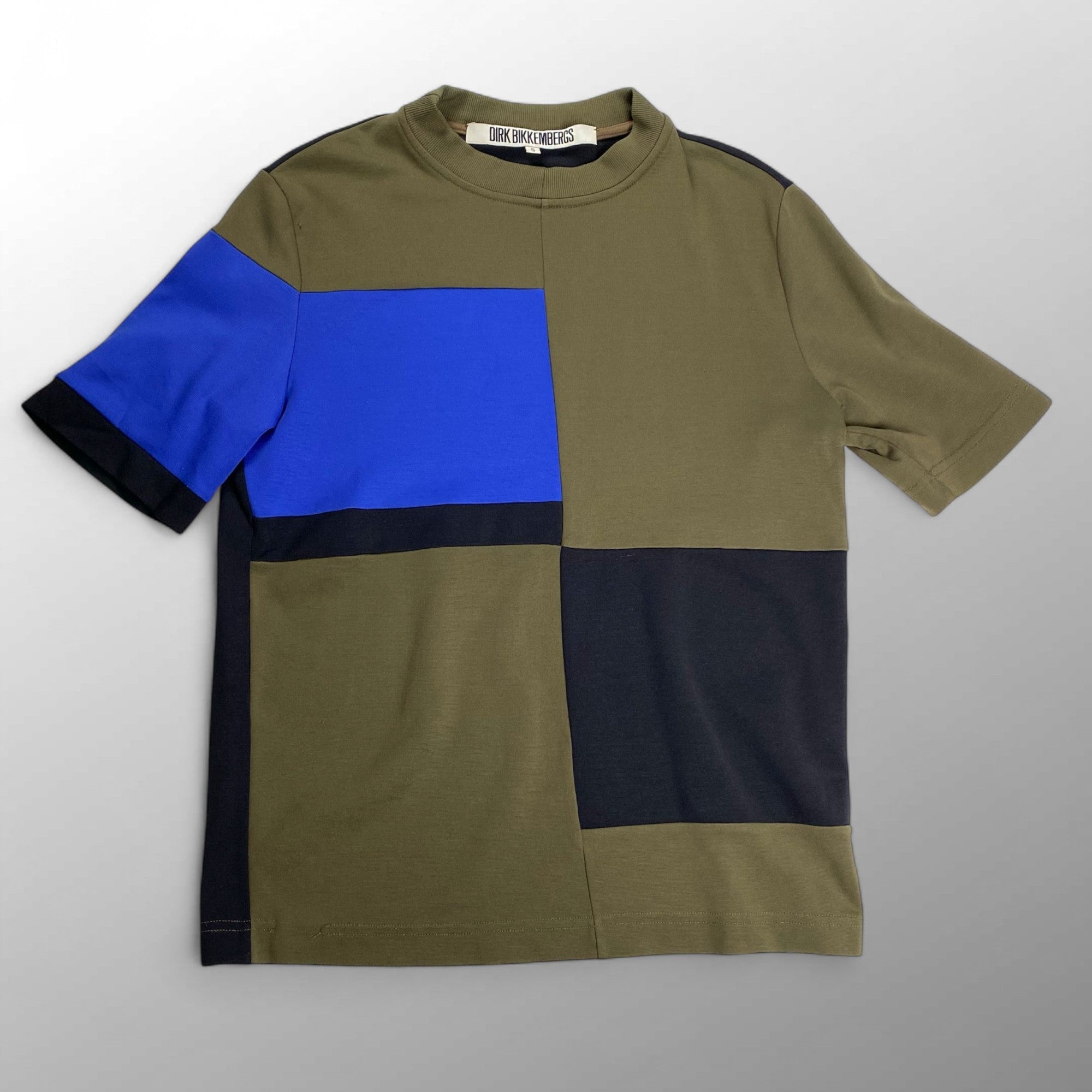 DIRK BIKKEMBERGS ダーク ビッケンバーグ / アーカイブ ブロックパターンTシャツ カーキ ブルー ブラック SIZE:S