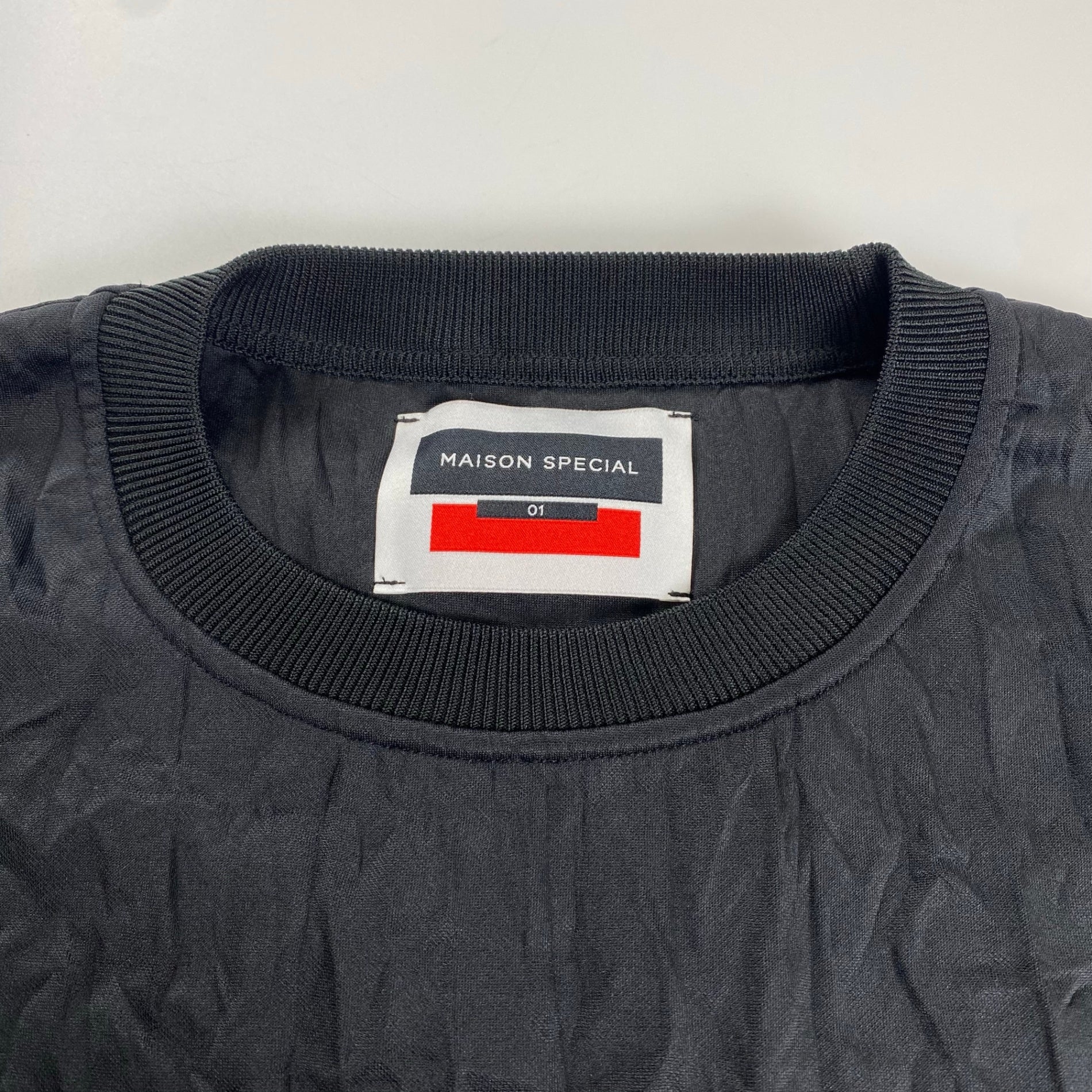 MAISON SPECIAL メゾンスぺシャル / Catch Washer Logo Embroidery Prime-Over Crew Neck T-shirt SIZE：1