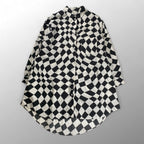 MM6 Maison Margiela  エムエムシックスメゾンマルジェラ / OVERSIZED DISTORTED CHESS PRINT LONG SHIRT チェッカーボード ロングシャツ SIZE：S