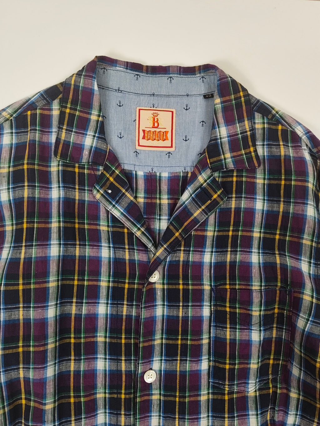BARACUTA / マドラスチェック リネンシャツジャケット 参考定価：35,000程度 SIZE:42