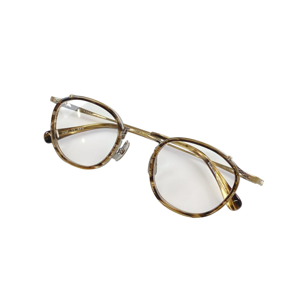 【極美品】 金子眼鏡 premium / KMP-22 シルバーコンビ 伊達メガネ 度なしクリアレンズ