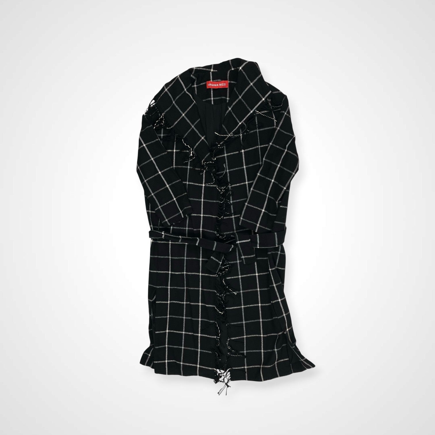 VIRGINIA BIZZI ヴァージニア ビッツィ / フリンジチェックライトコート H.P. FRANCE取り扱い 参考定価：60,000程度