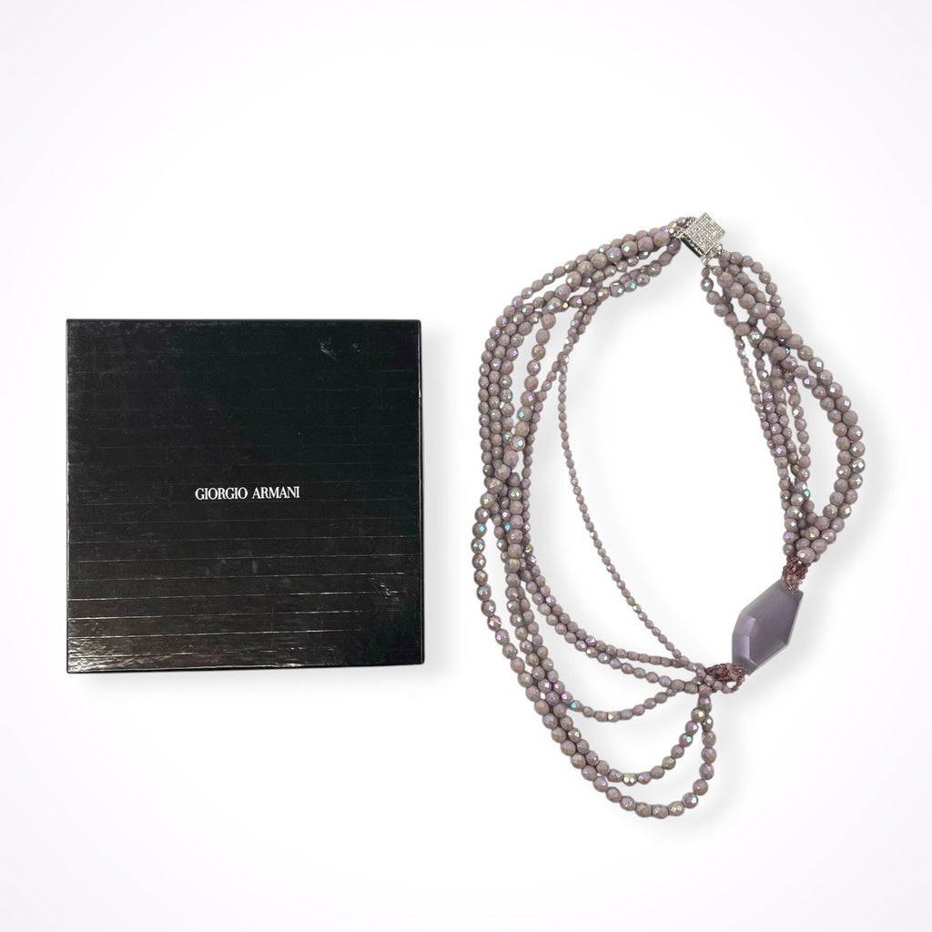 GIORGIO ARMANI / 6連ラベンダーストーンネックレス 箱付
