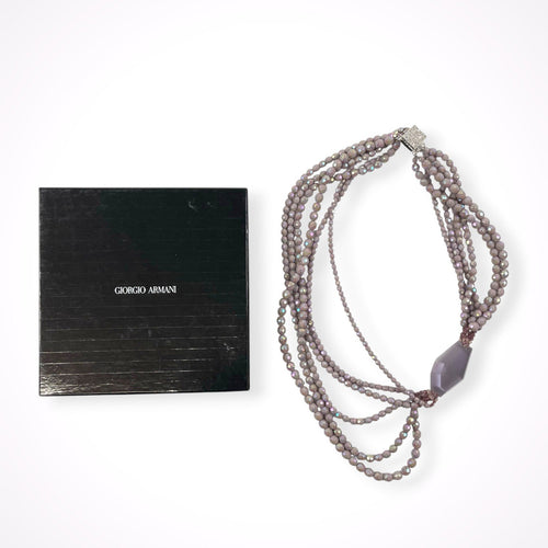 GIORGIO ARMANI / 6連ラベンダーストーンネックレス 箱付