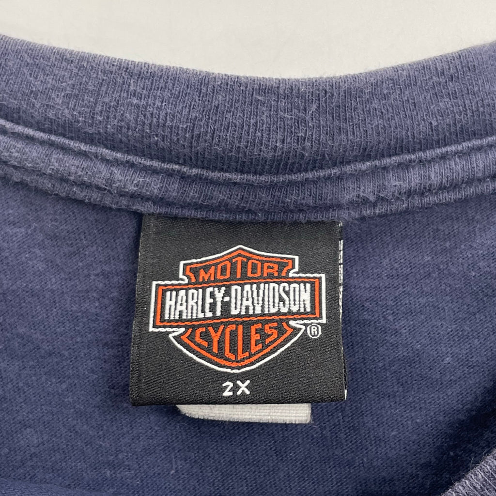 HARLEY DAVIDSON ハーレー ダビッドソン / ヴィンテージ ウルフ×ファイアーパターン バーアンドシールド Tシャツ サンフェード SIZE:2X
