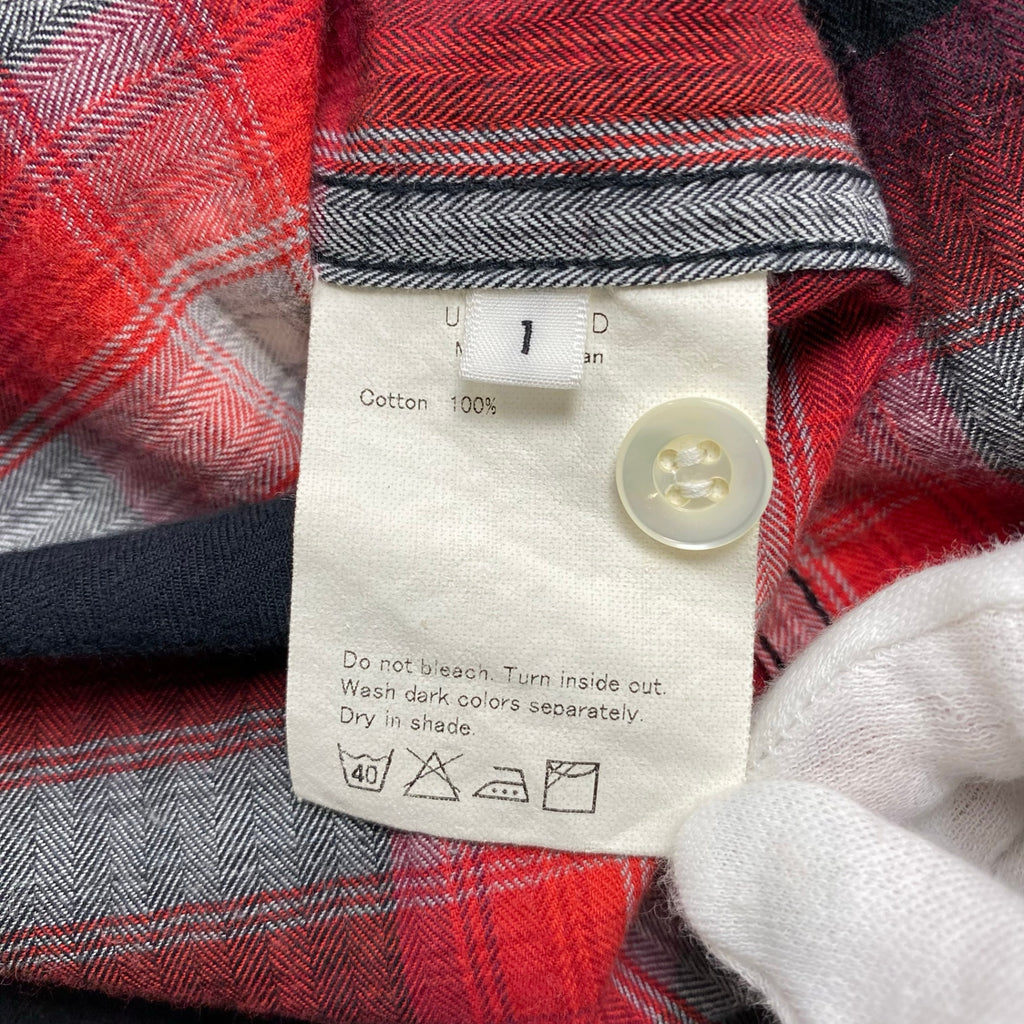 UNUSED アンユーズド / オープンカラーシャドウチェックシャツ ヘリンボーン レッド ブラック 参考定価：19,000+tax SIZE:1