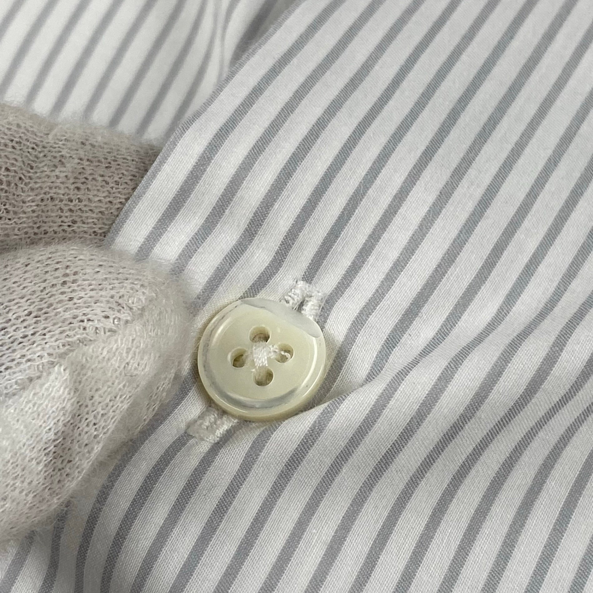 HERMES エルメス / シェーヌダンクル柄 ストライプ シャツ セリエボタン SIZE:40（L程度）